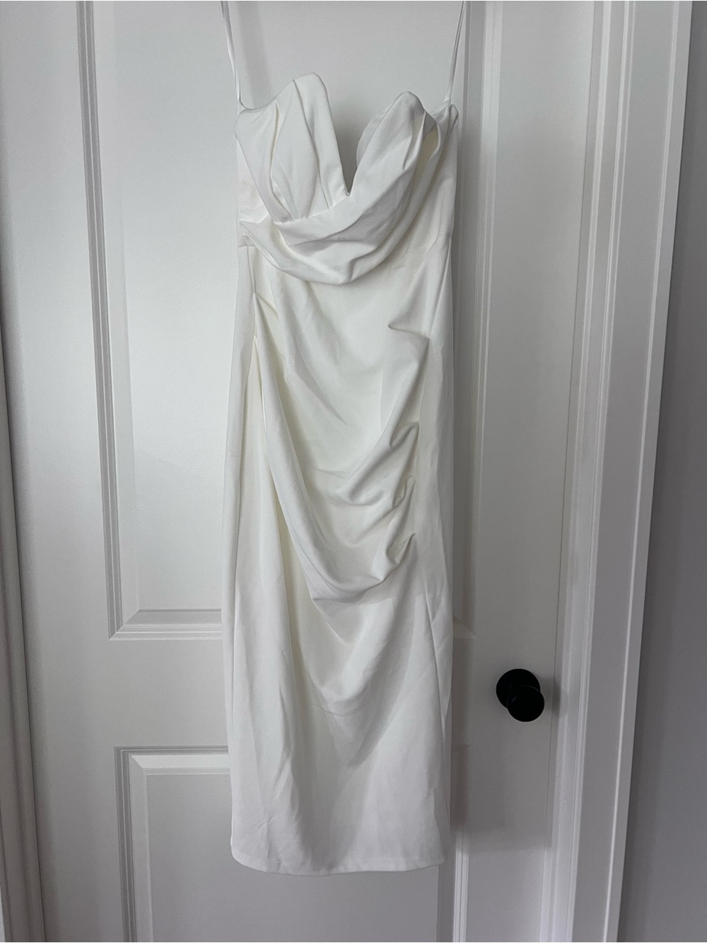 White Strapless Midi Dress